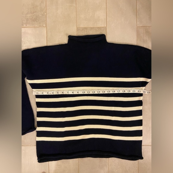Frank & Eileen Monterey Rolled Funnel Neck Striped Italian Cotton Sweater XS - Picture 8 of 8